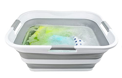 SAMMART 42L Collapsible Plastic Laundry Basket - Foldable Pop Up Storage Container/Organizer - Portable Washing Tub - Space Saving Hamper/Basket