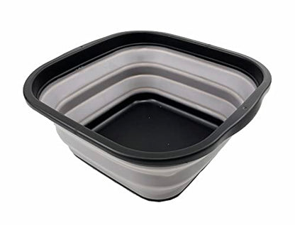 SAMMART 5.5L Collapsible Tub - Foldable Dish Tub - Portable Washing Basin - Space Saving Plastic Washtub (Black/Alloy Grey)
