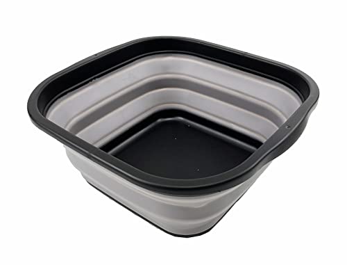 SAMMART 5.5L Collapsible Tub - Foldable Dish Tub - Portable Washing Basin - Space Saving Plastic Washtub (Black/Alloy Grey)