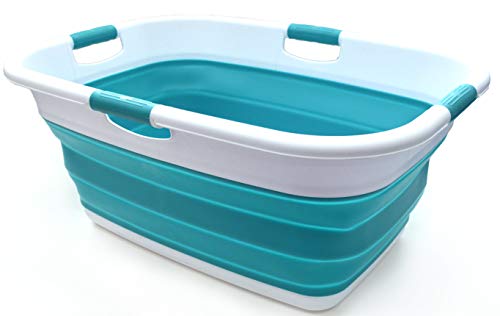 SAMMART Collapsible Rectangular Laundry Basket - Foldable Storage Container/Organizer - Portable Washing Bin - Space Saving Hamper - Car Trunk Storage Box/Pet Bath Tub
