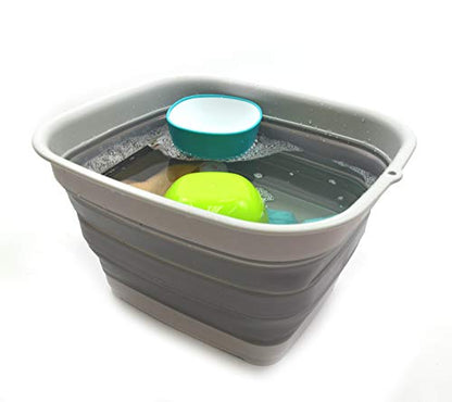 SAMMART 15L Collapsible Tub - Foldable Dish Tub - Portable Washing Basin - Space Saving Plastic Washtub