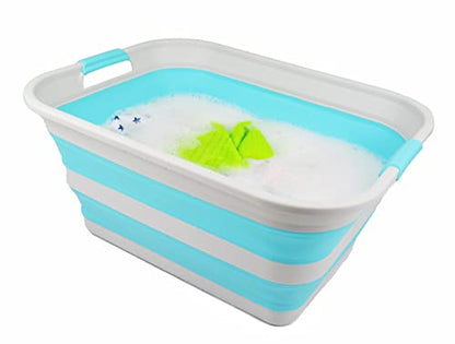 SAMMART 42L Collapsible Plastic Laundry Basket - Foldable Pop Up Storage Container/Organizer - Portable Washing Tub - Space Saving Hamper/Basket