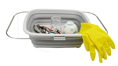SAMMART 8L Expandable & Collapsible Plastic Dish Drainer - Foldable Drying Rack - Portable Dinnerware Organizer - Space Saving