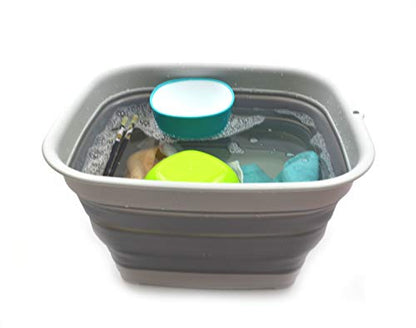 SAMMART 15L Collapsible Tub - Foldable Dish Tub - Portable Washing Basin - Space Saving Plastic Washtub