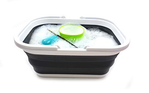 SAMMART 15.5L Collapsible Tub with Handle - Portable Outdoor Picnic Basket/Crater - Foldable Shopping Bag - Space Saving Storage Container