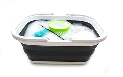 SAMMART 15.5L Collapsible Tub with Handle - Portable Outdoor Picnic Basket/Crater - Foldable Shopping Bag - Space Saving Storage Container