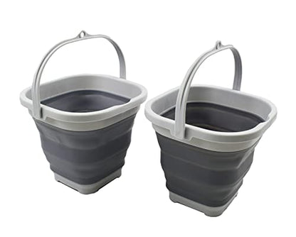 SAMMART 2.6L Super Mini Sqare Collapsible Plastic Bucket - Foldable Square Tub - Portable Fishing Water Pail - Space Saving Outdoor Waterpot