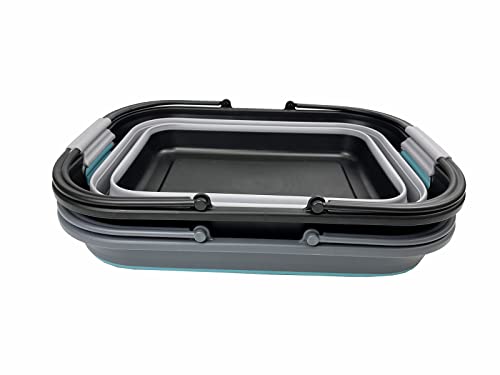 SAMMART 29L Collapsible Tub with Handle - Portable Outdoor Picnic Basket/Crater - Foldable Shopping Bag - Space Saving Storage Container