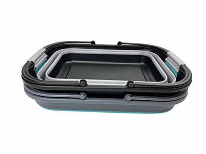 SAMMART 29L Collapsible Tub with Handle - Portable Outdoor Picnic Basket/Crater - Foldable Shopping Bag - Space Saving Storage Container