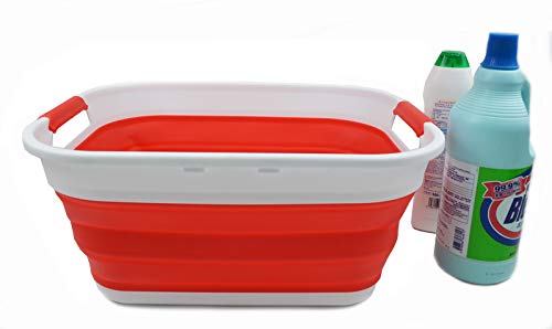 SAMMART Collapsible Plastic Storage Basket for Trunk of Car - Foldable Pop Up Storage Container/Organizer - Portable Washing Tub - Space Saving Hamper/Basket