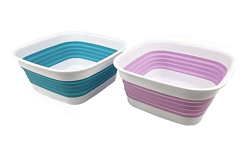 SAMMART 8L Collapsible Tub - Foldable Dish Tub - Portable Washing Basin - Space Saving Plastic Washtub