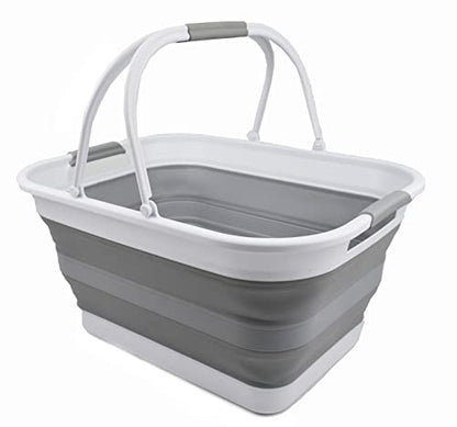 SAMMART 29L Collapsible Tub with Handle-Portable Outdoor Picnic Basket-Space Saving Storage Container,Water capacity 24L