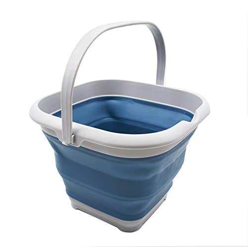 SAMMART 8.5L Collapsible Square Handy Bucket/Foldable SquareWater Pail/Portable Tub with Handle. Size 31x31cm