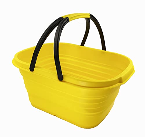 SAMMART 13L Collapsible Basket with Handle - Portable Outdoor Picnic Basket/Crater - Foldable Shopping Bag - Space Saving Storage Container