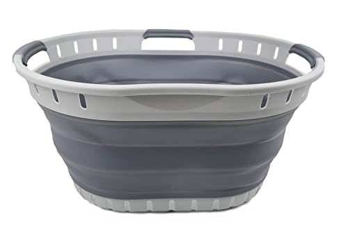 SAMMART 25L Collapsible Plastic Laundry Basket - Foldable Pop Up Storage Container/Organizer - Portable Washing Tub - Space Saving Hamper/Basket