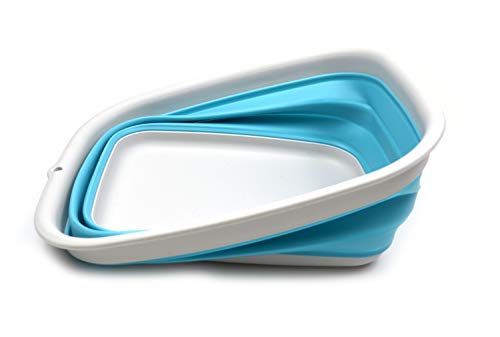 SAMMART Collapsible Tub - 9.45L - Foldable Dish Tub - Portable Washing Basin - Space Saving Plastic Washtub