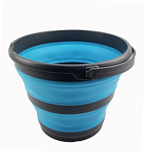 SAMMART 10L Collapsible Plastic Bucket - Foldable Round Tub - Portable Fishing Water Pail - Space Saving Outdoor Waterpot, Size 33cm Dia