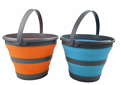 SAMMART 10L Collapsible Plastic Bucket - Foldable Round Tub - Portable Fishing Water Pail - Space Saving Outdoor Waterpot, Size 33cm Dia