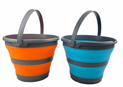 SAMMART 10L Collapsible Plastic Bucket - Foldable Round Tub - Portable Fishing Water Pail - Space Saving Outdoor Waterpot, Size 33cm Dia