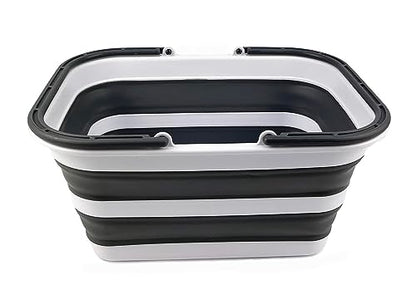 SAMMART - 12L Collapsible Tub with Handle - Portable Outdoor Picnic Basket/Crater - Foldable Shopping Bag - Space Saving Storage Container