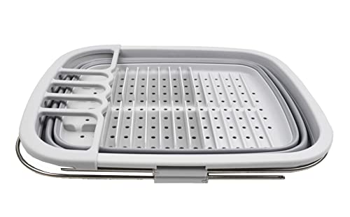 SAMMART 8L Expandable & Collapsible Plastic Dish Drainer - Foldable Drying Rack - Portable Dinnerware Organizer - Space Saving Kitchen Storage Tray