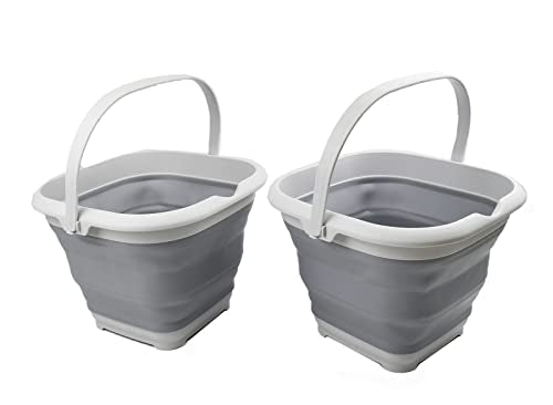 SAMMART 8.5L Collapsible Square Handy Bucket/Foldable SquareWater Pail/Portable Tub with Handle. Size 31cm (Square)