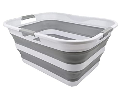 SAMMART 42L Collapsible Plastic Laundry Basket - Foldable Pop Up Storage Container/Organizer - Portable Washing Tub - Space Saving Hamper/Basket