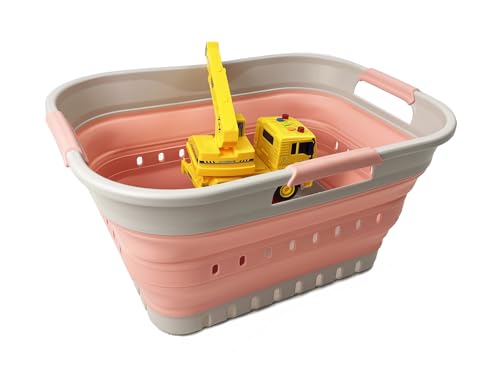 SAMMART Collapsible Plastic Rectangular Laundry Basket - Foldable Pop Up Storage Container/Organizer - Portable Laundry Hamper- Space Saving