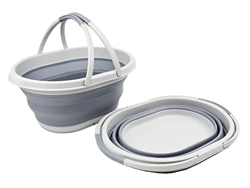 SAMMART 11L Collapsible Basket with Handle - Portable Outdoor Picnic Basket/Crater - Foldable Shopping Bag - Space Saving Storage Container