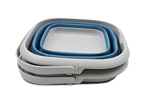 SAMMART 8.5L Collapsible Square Handy Bucket/Foldable Square Water Pail/Portable Tub with Handle. Size 31x31cm