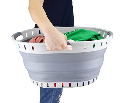 SAMMART 25L Collapsible Plastic Laundry Basket - Foldable Pop Up Storage Container/Organizer - Portable Washing Tub - Space Saving Hamper/Basket