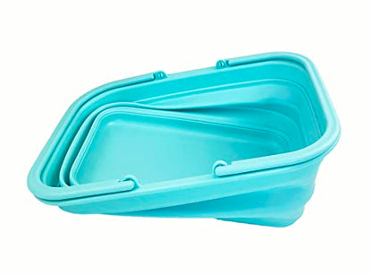 SAMMART 9.2L Collapsible Tub with Handle - Portable Outdoor Picnic Basket/Crater - Foldable Shopping Bag - Space Saving Storage Container… (Jade)
