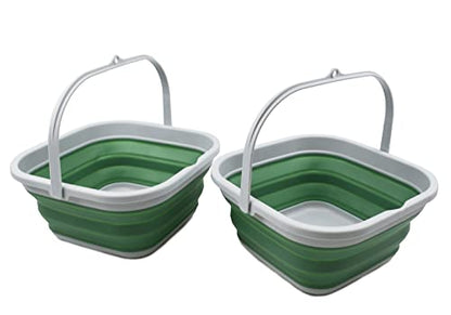 SAMMART 5.5L Collapsible Square Handy Bucket/Foldable SquareWater Pail/Portable Tub with Handle.