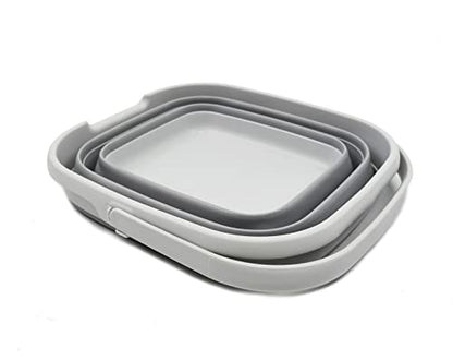 SAMMART 10L Collapsible Rectangular Handy Basket/Bucket (Grey)