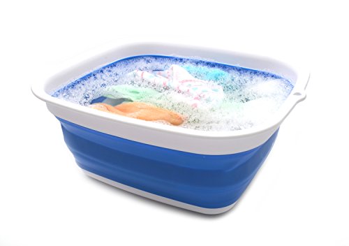 SAMMART 7.7L Collapsible Tub - Foldable Dish Tub - Portable Washing Basin - Space Saving Plastic Washtub