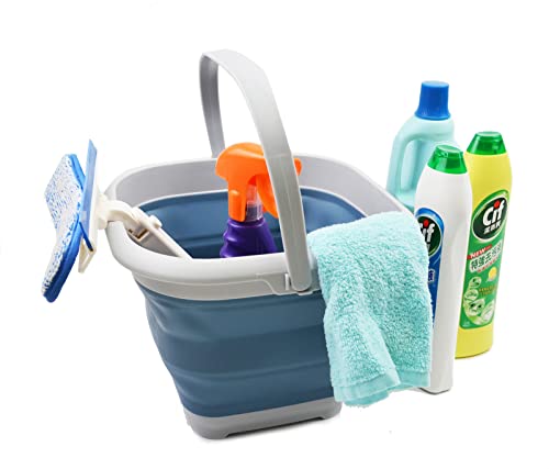 SAMMART 8.5L Collapsible Square Handy Bucket/Foldable Square Water Pail/Portable Tub with Handle. Size 31x31cm