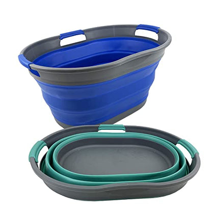SAMMART 25L Collapsible Plastic Laundry Basket - Foldable Pop Up Storage Container/Organizer - Portable Washing Tub - Space Saving Hamper/Basket