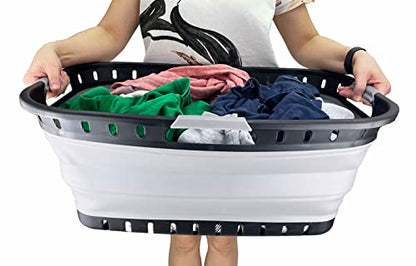 SAMMART 44L Collapsible Plastic Laundry Basket-Foldable Pop Up Storage Container-Portable Washing Tub-Space Saving Hamper, Water Capacity: 35L