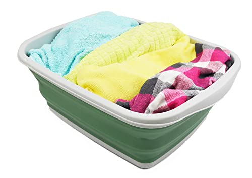 SAMMART 10L - Set of 2 Collapsible Tub - Foldable Dish Tub - Portable Washing Basin - Space Saving Plastic Washtub