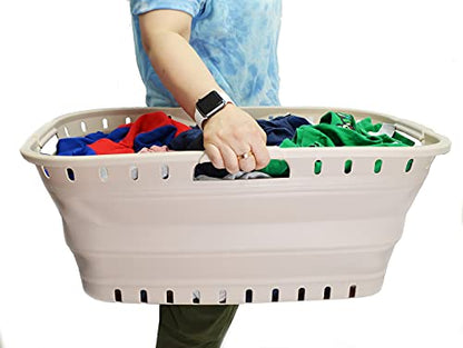 SAMMART 44L Collapsible Plastic Laundry Basket - Foldable Pop Up Storage Container/Organizer - Portable Washing Tub - Space Saving Hamper/Basket