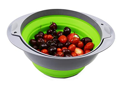 Collapsible TPE/PP Colander & Bowl Set - Foldable Washing Basin - Portable Dish Washing Tub - Space Saving Kitchen Storage Tray