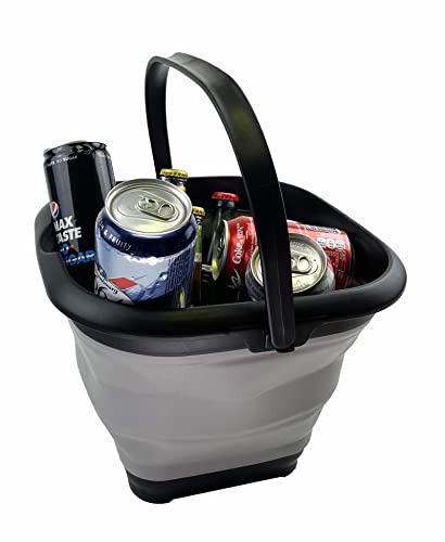 SAMMART 8.5L Collapsible Square Handy Bucket/Foldable SquareWater Pail/Portable Tub with Handle. Size 31cm (Square)