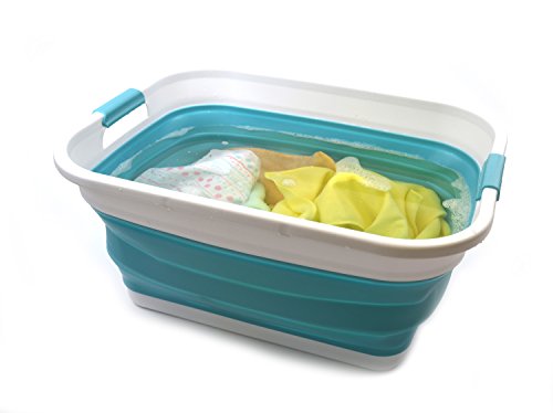 SAMMART 41L Collapsible Plastic Laundry Basket-Foldable Pop Up Storage Container/Organizer-Portable Washing Tub-Space Saving Hamper, Water capacity 32L