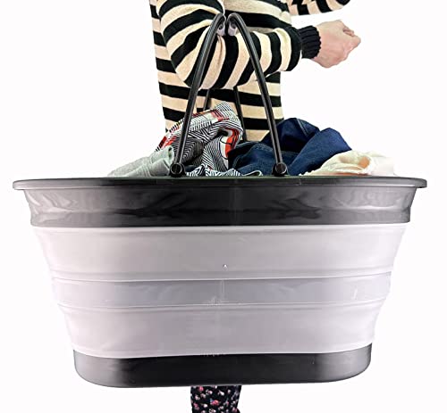 SAMMART 38L Collapsible Plastic Laundry Basket - Foldable Storage Container/Organizer - Portable Washing Tub - Space Saving Laundry Hamper