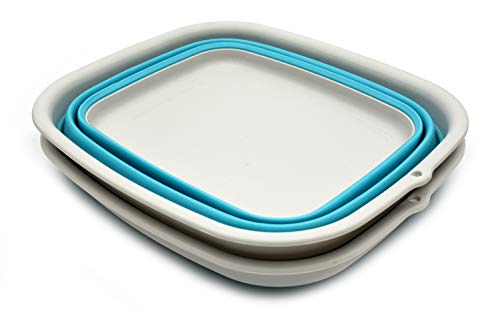 SAMMART Collapsible Tub - 9.45L - Foldable Dish Tub - Portable Washing Basin - Space Saving Plastic Washtub