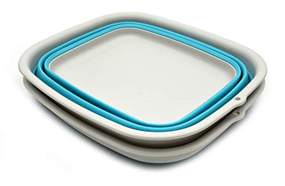 SAMMART Collapsible Tub - 9.45L - Foldable Dish Tub - Portable Washing Basin - Space Saving Plastic Washtub
