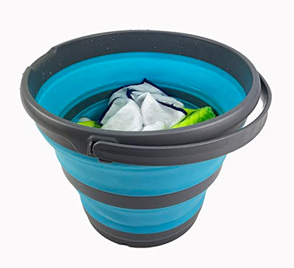 SAMMART 10L Collapsible Plastic Bucket - Foldable Round Tub - Portable Fishing Water Pail - Space Saving Outdoor Waterpot, Size 33cm Dia