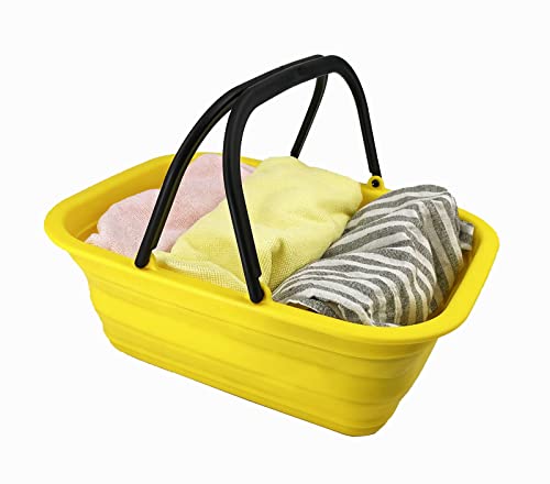 SAMMART 9.2L Collapsible Tub with Handle - Portable Outdoor Picnic Basket/Crater - Foldable Shopping Bag - Space Saving Storage Container