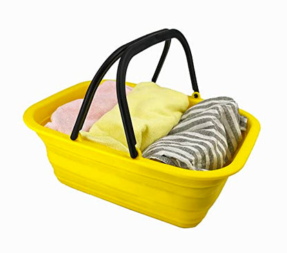 SAMMART 9.2L Collapsible Tub with Handle - Portable Outdoor Picnic Basket/Crater - Foldable Shopping Bag - Space Saving Storage Container