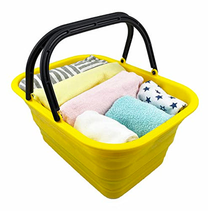 SAMMART 12L Collapsible Tub with Handle - Portable Outdoor Picnic Basket/Crater - Foldable Shopping Bag - Space Saving Storage Container